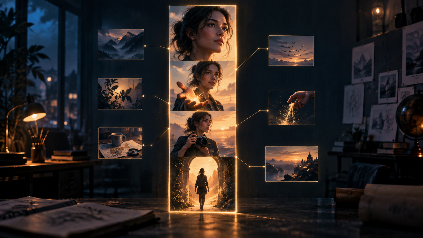 A connected vertical story sequence planned for social media